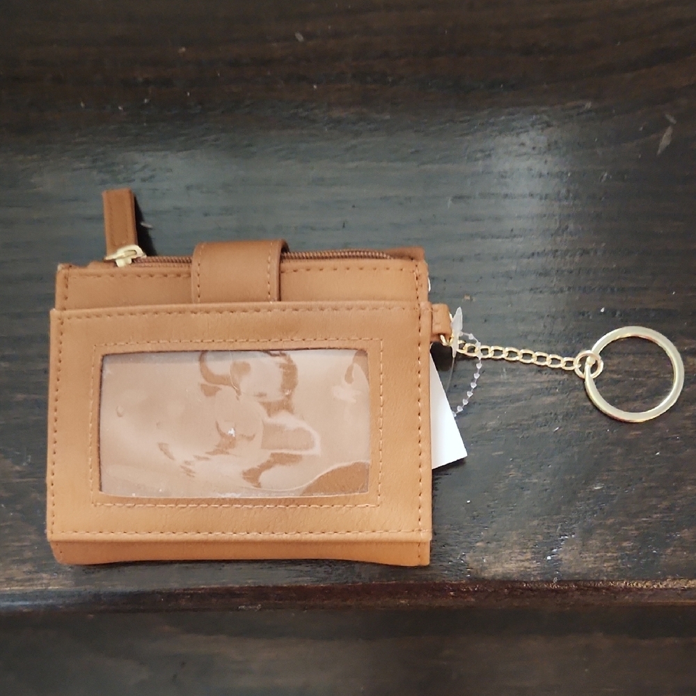 Tan Card Holder with Keychain NWT